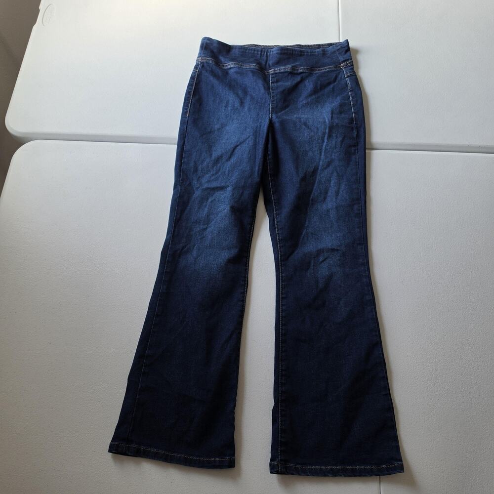 We The Free Jeans Womens Small Blue Dark Wash Mid Rise Flare Stretch Denim